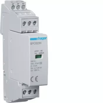 Hager SPC203N protector contra sobretensiones tipo 3 1P+N Uc 264V In 5kA Up 1,25kV con contacto de teleaviso