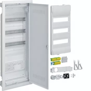 HAGER VH603WWH armario distribuidor multimedia con toma de corriente y puerta de plástico