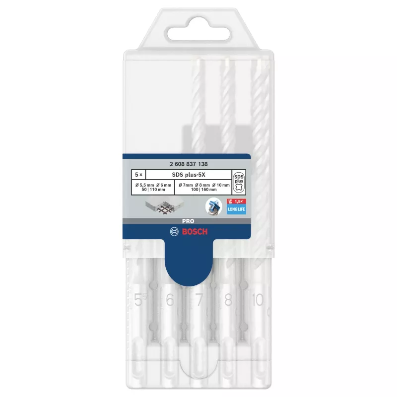 Bosch SDS plus-3 set de brocas para martillo 5 piezas (5-10 mm) 2608837138