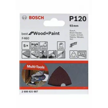 Bosch 2608621688 papel de lija delta grano 180, 93 mm, 5 uds.
