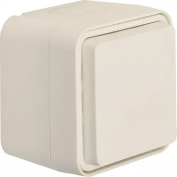 HAGER WNC160B Toma SCHUKO, superficie, tapa abatible, protección reforzada contra contactos, blanco polar