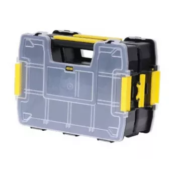 STANLEY SortMaster Junior Caja organizadora con 10 compartimentos ajustables, negro/amarillo, STST1-71197