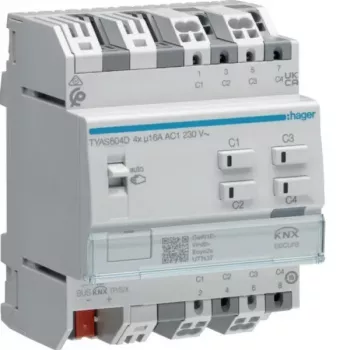 Hager TYAS604D Actuador de conmutación/persiana KNX Secure 4/2 canales 16A C-Load