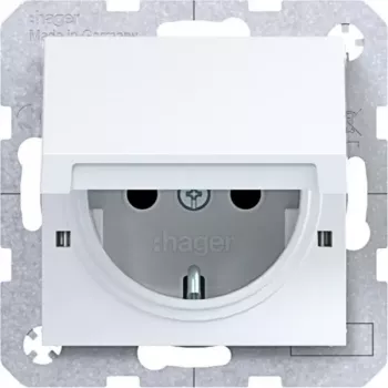 HAGER WAS1212WG Witty Toma SCHUKO con tapa abatible, empotrar, Blanco polar