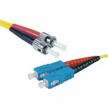 Exertis Connect Cable de parcheo de fibra óptica ST/UPC a SC/UPC monomodo dúplex, 2m, OS2, LSZH, Amarillo 392882