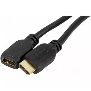EXERTIS CONNECT Cable de extensión HDMI de alta velocidad, dorado, conector HDMI tipo A macho a hembra, 1,0 m 128395