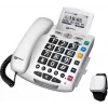 Geemarc pack SERENTIES teléfono con cable para personas mayores con colgante de detección de caídas, pantalla retroiluminada, blanco