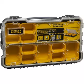 Stanley FatMax Pro-Stack organizador de piezas pequeñas con 10 recipientes extraíbles, negro/amarillo