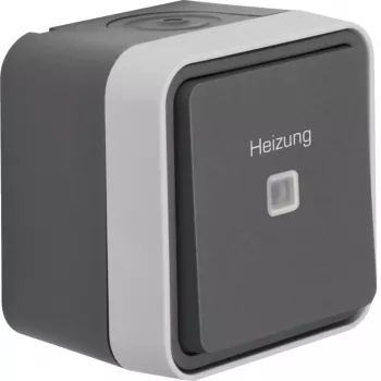 Hager WNC016 conmutador de calefacción de superficie con marcado de calefacción, IP55, gris
