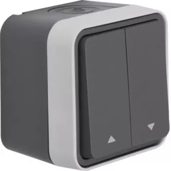 Hager WNC302 pulsador de serie para persiana, 2 canales, empotrar, blanco polar