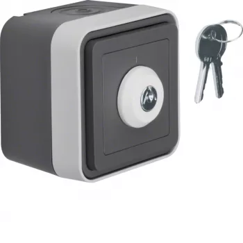 Hager WNC035 Interruptor de llave de superficie 2 polos conmutador IP44 gris claro