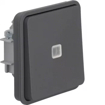 HAGER WNA021 Pulsador iluminado con contacto conmutado, serie W.1, blanco polar
