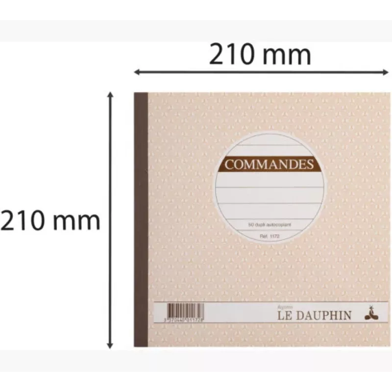 Le Dauphin Manifold Commandes Bloc de formularios de pedido, 210 x 210 mm, 2 partes autocopiativas, 50 juegos, blanco/amarillo (1172D)