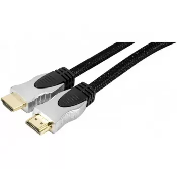 EXERTIS CONNECT Cable HDMI de alta velocidad con Ethernet, dorado, funda trenzada, 3,0 m, negro 127911