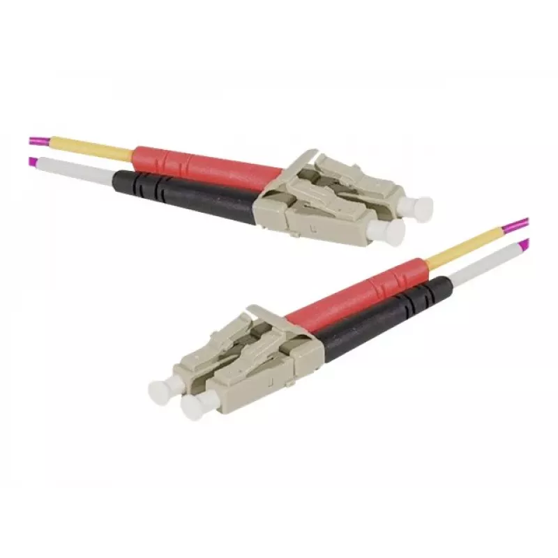 EXERTIS CONNECT Cable de fibra óptica 10 m LC/UPC a LC/UPC OM4 multimodo dúplex, LSZH, violeta erika 392786