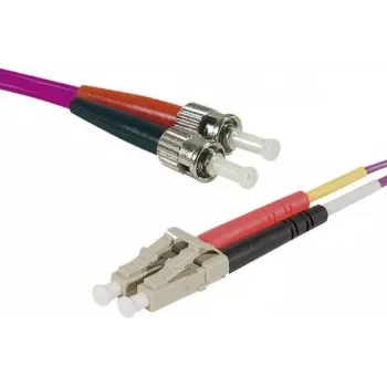 EXERTIS CONNECT Cable de fibra óptica Eco OM4 LC dúplex a ST dúplex, 50/125 µm, violeta erika, 1,0 m, pulido UPC 392791