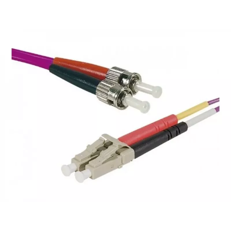 EXERTIS CONNECT Cable de fibra óptica Eco OM4 LC dúplex a ST dúplex, 50/125 µm, violeta erika, 1,0 m, pulido UPC 392791