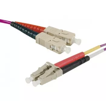 EXERTIS CONNECT Cable de fibra óptica OM4 HD, SC dúplex a LC dúplex, 50/125 µm, violeta erika, 0,5 m 392800