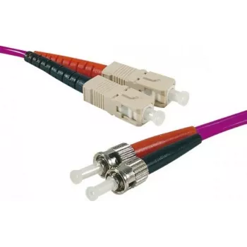Cable de parcheo de fibra óptica EXERTIS CONNECT OM4, 50/125 µm, 2x ST a SC dúplex, violeta erika, 1 m, UPC 392821