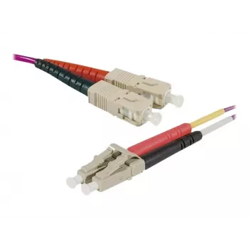 EXERTIS CONNECT Cable de conexión de fibra óptica multimodo OM1 de 0,5 m, SC dúplex a LC dúplex, Naranja 86600