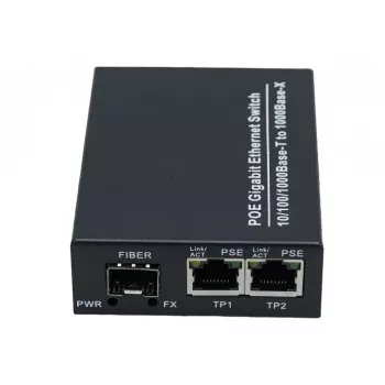 EXERTIS CONNECT convertidor de medios con inyector PoE+ de 30 W, 2x 10/100/1000 Mbps RJ45, 1x ranura SFP 100/1000 Mbps 311793