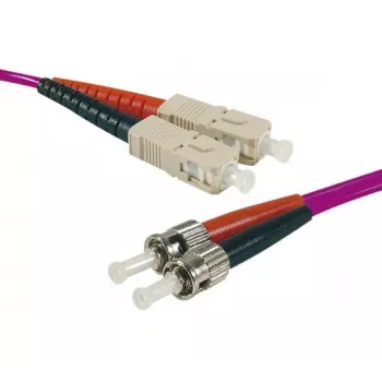 EXERTIS CONNECT Cable de conexión OM4 de fibra óptica, 50/125 µm, 2x ST a SC dúplex, violeta erika, 10 m 392826