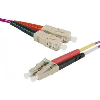 EXERTIS CONNECT cable de conexión de fibra óptica Eco, 50/125 µm, fibra OM4, conector SC dúplex/conector LC dúplex, erika-violeta, 3,0 m pulido UPC UPC (392803)