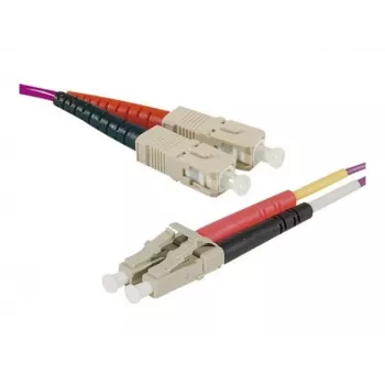 EXERTIS CONNECT cable de conexión de fibra óptica Eco, 50/125 µm, fibra OM4, conector SC dúplex/conector LC dúplex, erika-violeta, 3,0 m pulido UPC UPC (392803)