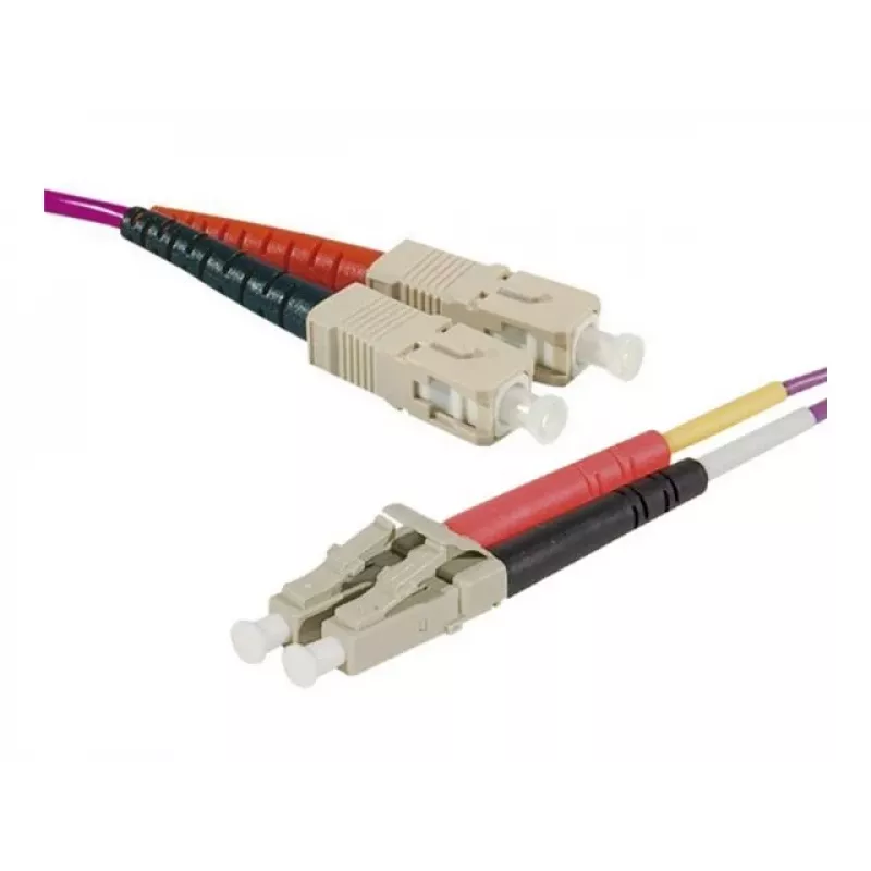 EXERTIS CONNECT cable de conexión de fibra óptica Eco, 50/125 µm, fibra OM4, conector SC dúplex/conector LC dúplex, erika-violeta, 3,0 m pulido UPC UPC (392803)