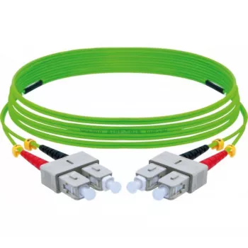 EXERTIS CONNECT Cable de conexión de fibra óptica OM5 SC dúplex a SC dúplex, 50/125 µm, LSZH, verde lima, 3 m 392903