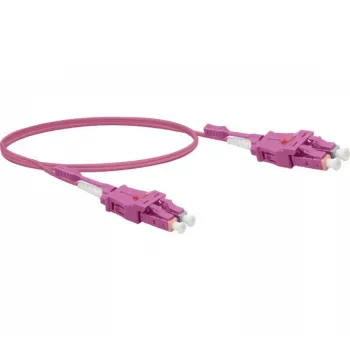 EXERTIS CONNECT Cable de conexión de fibra óptica OM4 Uniboot LC dúplex a LC dúplex, 50/125 µm, violeta erika, 5 m 392954