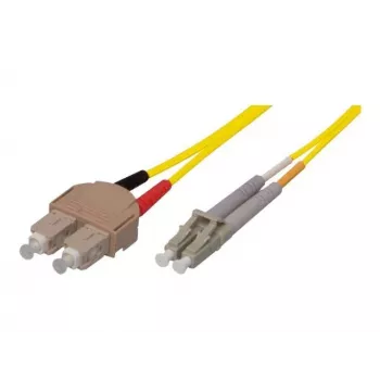 TECLINE Cable de conexión de fibra óptica OS2 monomodo SC dúplex a LC dúplex, 9/125 µm, UPC, LSZH, amarillo, 7,5 m 39989607