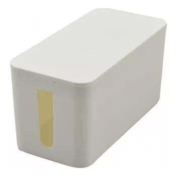Exertis Connect Caja pequeña de gestión de cables para regletas de enchufes, blanco, 240 x 120 x 130 mm 573425