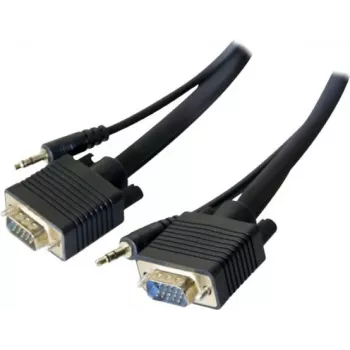 Cable de monitor S-VGA con audio EXERTIS CONNECT, conector macho HD D-Sub de 15 pines a macho, 5,0 m, negro 137221