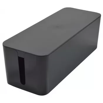 Caja de gestión de cables grande para regletas de enchufes Exertis Connect, negra, 400 x 160 x 135 mm 573424