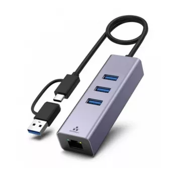 Adaptador de red Gigabit Ethernet USB 3.1 Exertis Connect con hub USB y convertidor Type-C (310763)