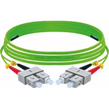 EXERTIS CONNECT Cable de conexión de fibra óptica OM5 SC dúplex a SC dúplex, 50/125 µm, LSZH, Verde lima, 10 m 392906