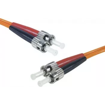 Exertis Connect Cable de conexión de fibra óptica ST/UPC a ST/UPC multimodo dúplex, OM2 50/125µm, LSZH, Naranja, 10m 392716