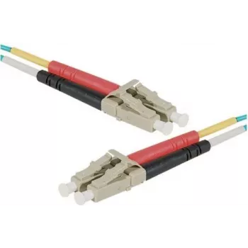 EXERTIS CONNECT Cable de conexión de fibra óptica HD OM3 LC dúplex, 50/125 µm, Aqua, 0,5 m 392720
