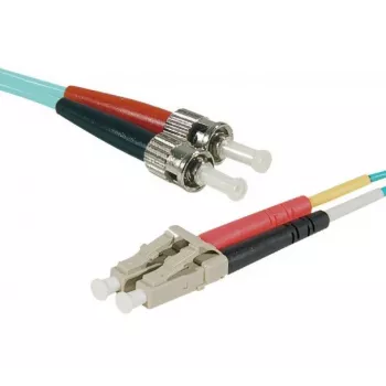 EXERTIS CONNECT Cable de conexión de fibra óptica Eco, 50/125 µm, fibra OM3, LC dúplex a ST dúplex, Aqua, 3,0 m, UPC Polish 392733