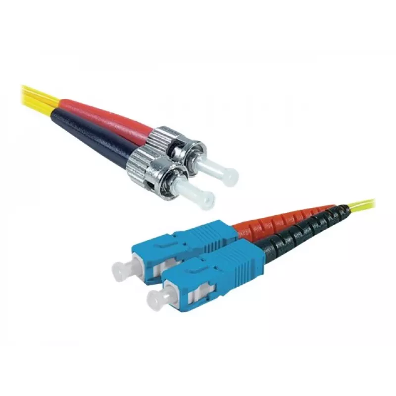 Exertis Connect Cable de conexión de fibra óptica ST/UPC a SC/UPC monomodo dúplex OS2, 3m, Amarillo 392883