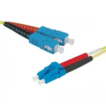 EXERTIS CONNECT Cable de conexión de fibra óptica monomodo OS2 de 50 m, SC dúplex a LC dúplex, pulido UPC, amarillo, High Density 393232