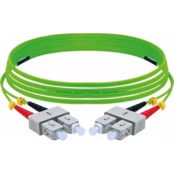 EXERTIS CONNECT Cable de conexión de fibra óptica OM5 SC dúplex a SC dúplex UPC, 50/125 µm, verde lima, 5 m 392904