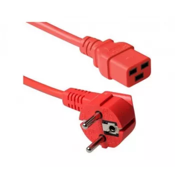 Exertis Connect Cable de alimentación Schuko acodado a C19 recto de 16 A, rojo, 2 m 640055