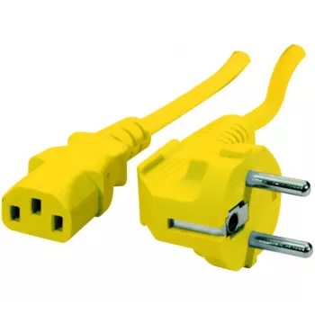 Exertis Connect Cable de alimentación en ángulo Schuko a IEC C13, amarillo, 1,8 m 808015