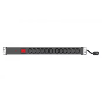 EXERTIS CONNECT PDU para rack 19 inch 1U, 12 salidas IEC C13, entrada schuko, cable de 2,5 m, aluminio, negro (808903)