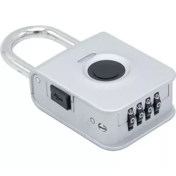 EXERTIS CONNECT Candado de huella dactilar con combinación de 4 dígitos – aleación de zinc, IP65, recargable (594500)