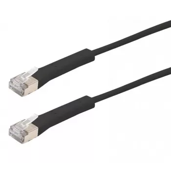 Exertis Connect Cable de red RJ45, Cat. 6A, F/FTP, en ángulo, libre de halógenos, negro, 0,5 m (854012)