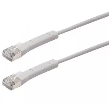 Exertis Connect Cable de red RJ45, Cat. 6A, F/FTP, en ángulo, libre de halógenos, gris, 3,0 m (854310)