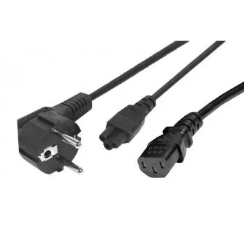 Exertis Connect Cable divisor de corriente - conector macho CEE 7/7 a conector hembra IEC C5 y C13, 10A 250V, 1,2 m cable principal / 0,6 m derivaciones, negro 808411